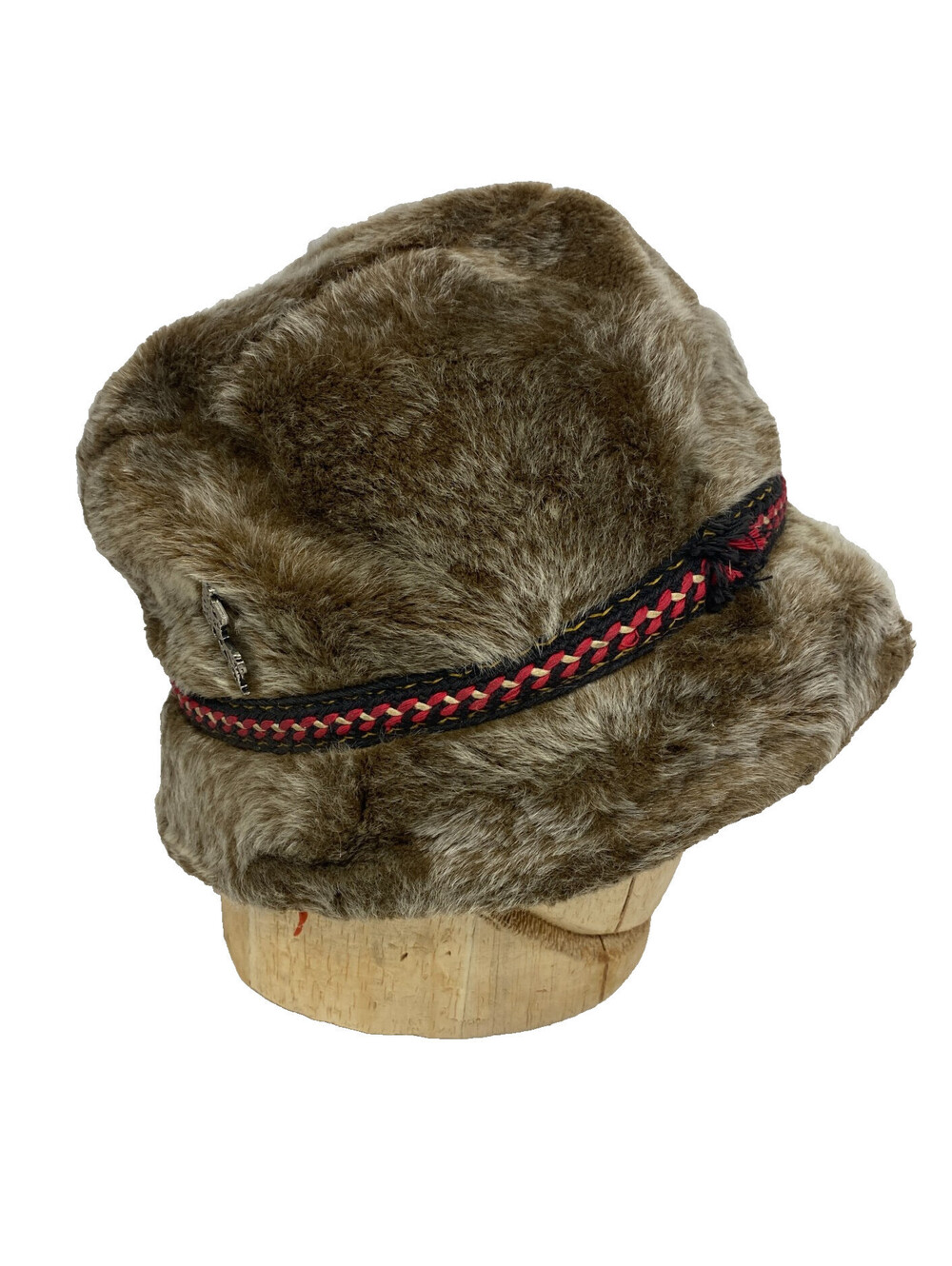 Vintage Faux Fur Cossack Trapper Winter Hat Sz Large Holiday Hill Yodeler Pins